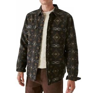 Lucky Brand Geometric Southwestern Heavy Cotton Button Down Shirt Jacket Small
